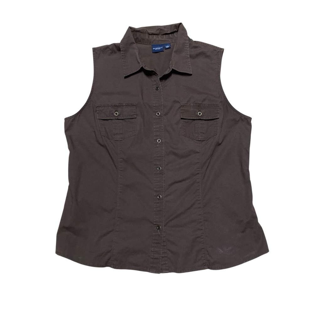 Sonoma Tank Top Women’s L Brown Button Up Casual Shirt Sleeveless Blouse